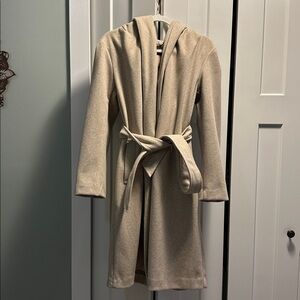 Zara Hooded Belted Cream/Tan Coat, Wms Small